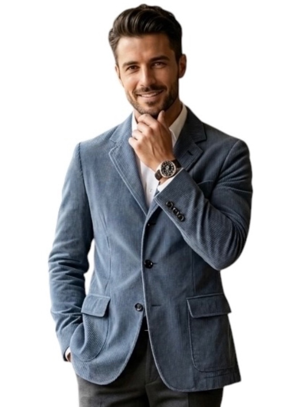 Men's Gray-Blue Blazer — Size S